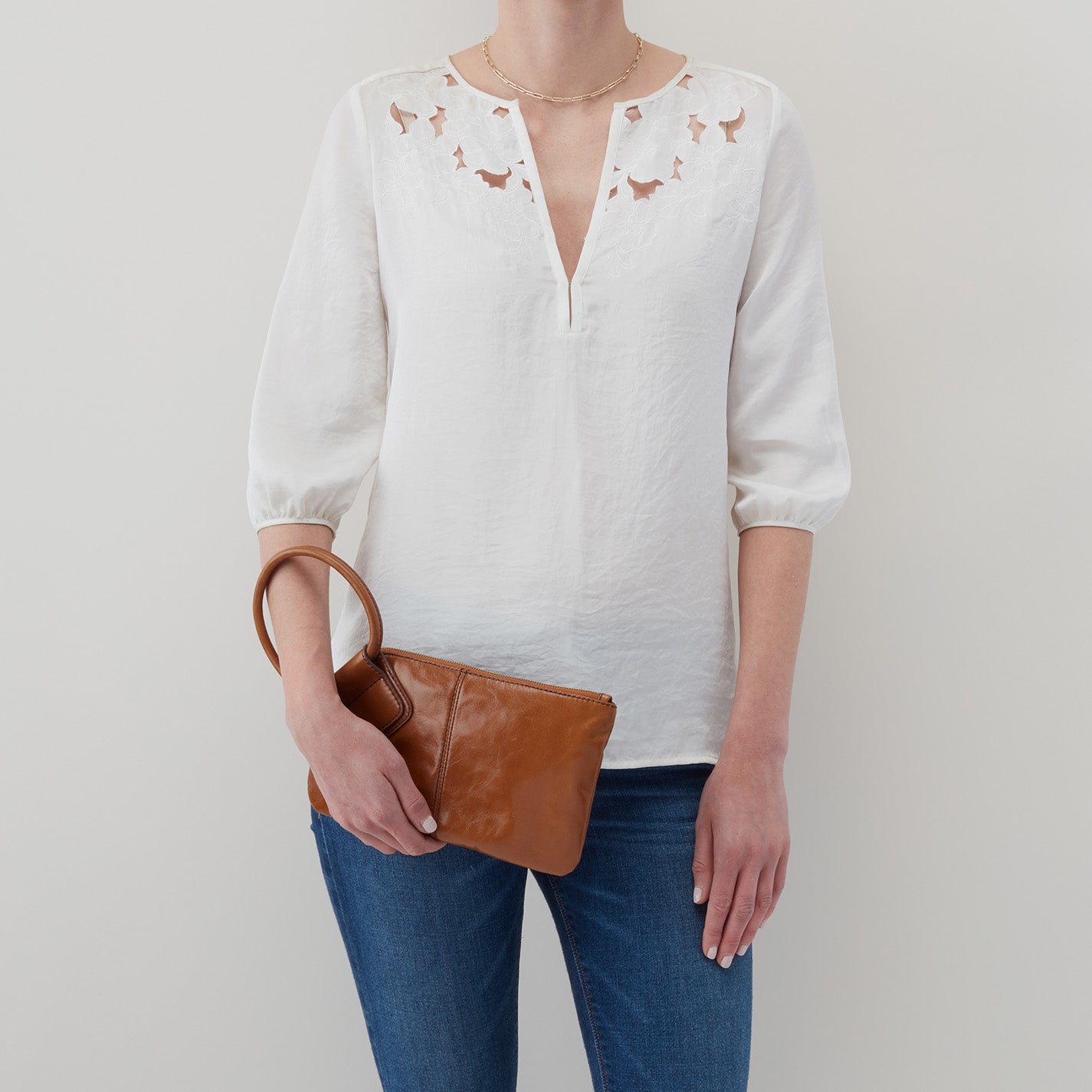 Sable Wristlet in Polished Leather - Truffle - Image 3