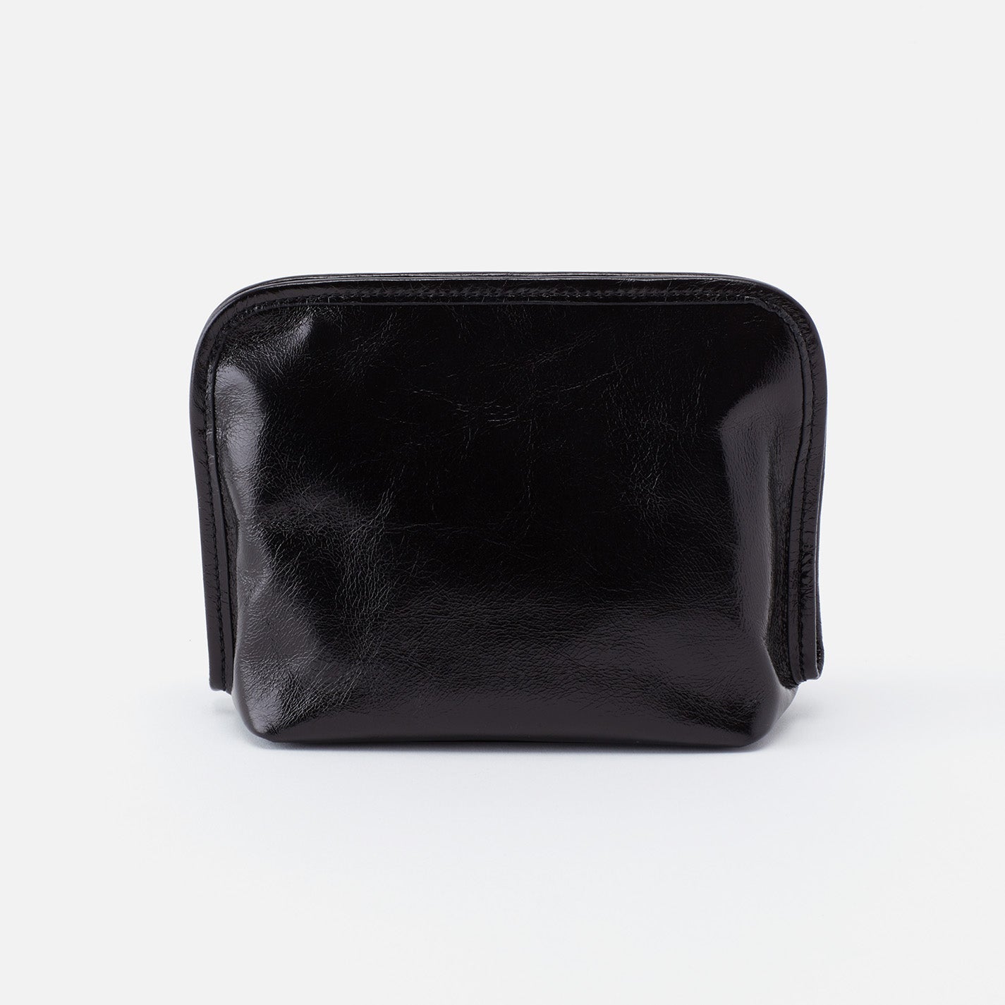 Beauty Cosmetic Pouch in Polished Leather - Black - Image 3