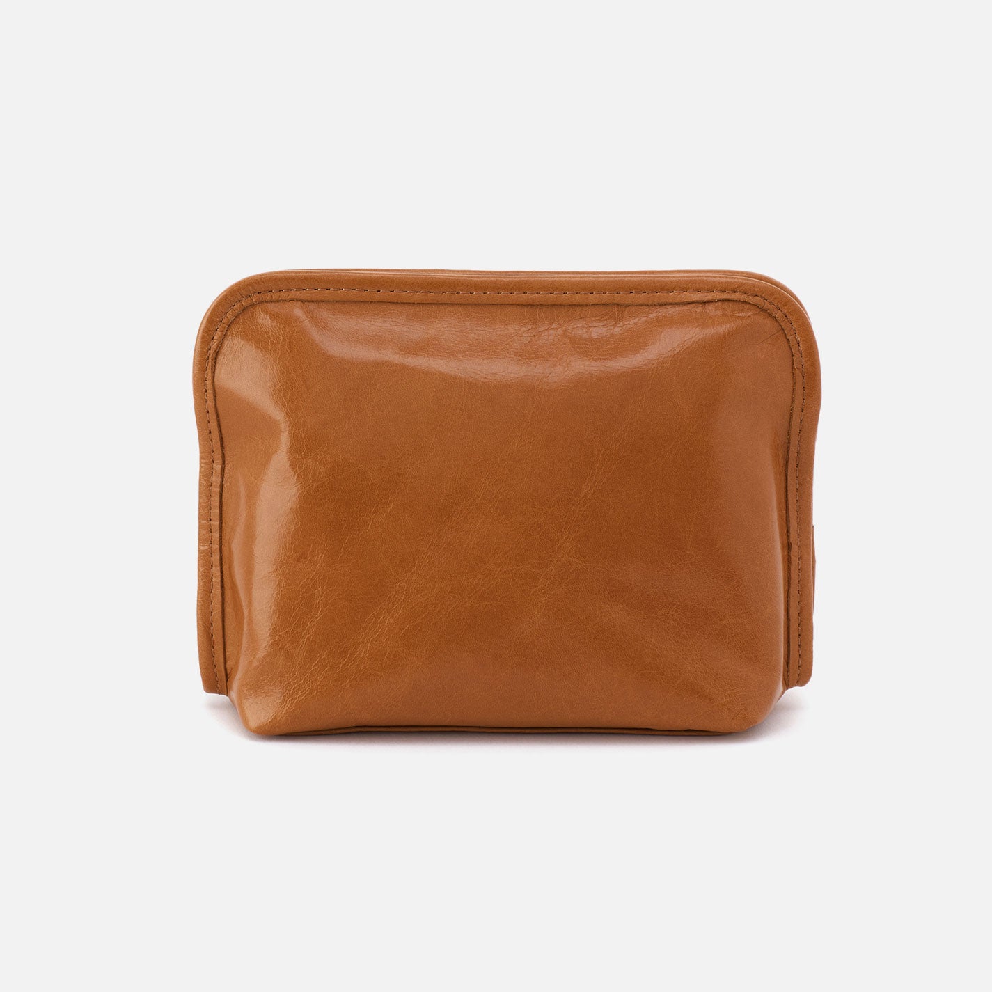 Beauty Cosmetic Pouch in Polished Leather - Truffle - Image 3