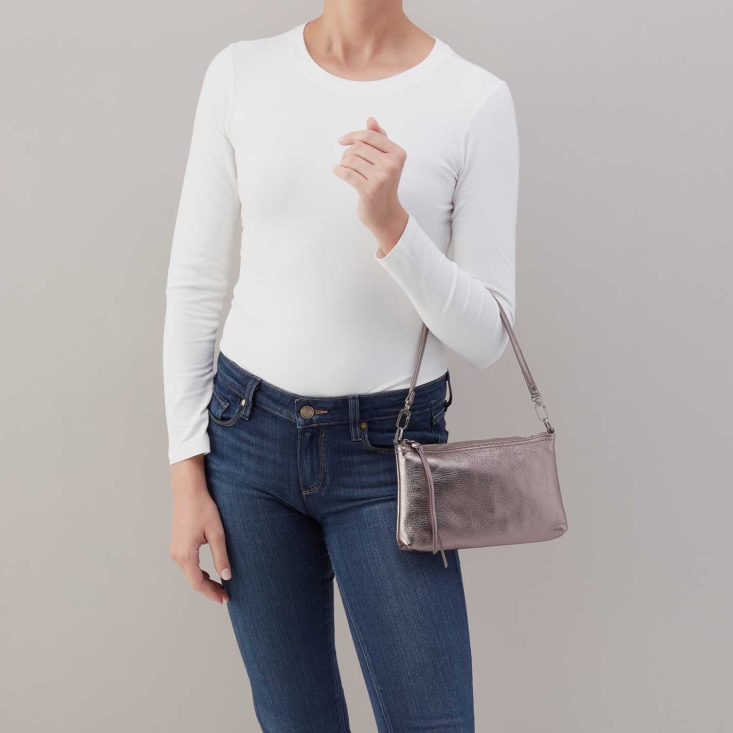 Darcy Crossbody in Metallic Leather - Pewter Spur - Image 5