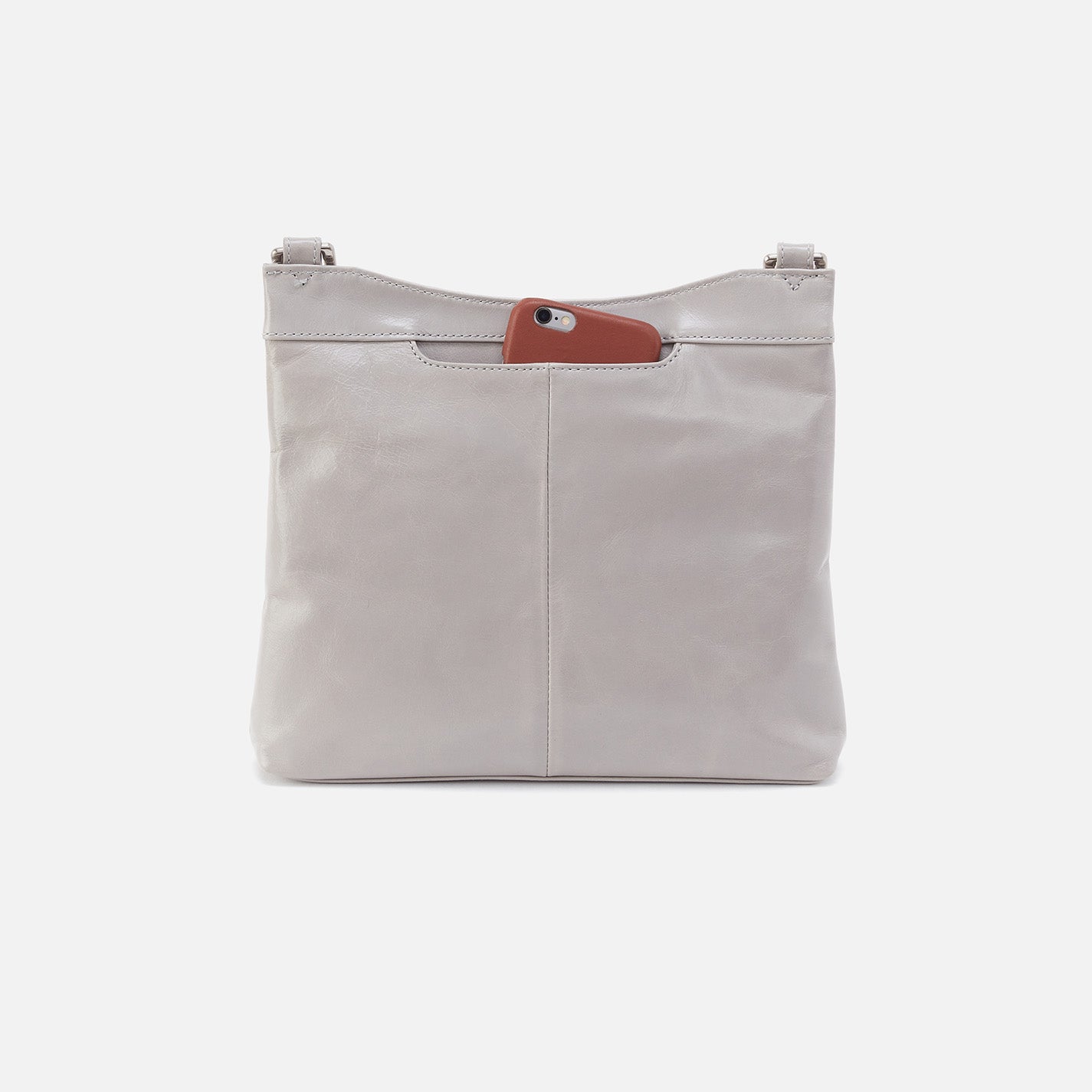Cambel Crossbody In Polished Leather - Light Grey - Image 5