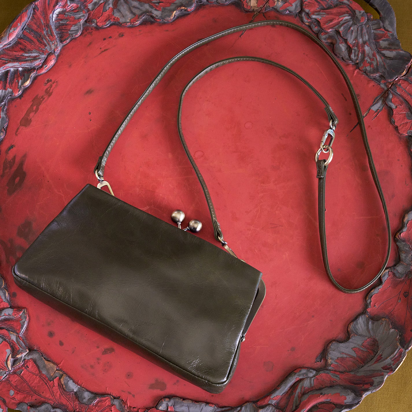 Lauren Frame Crossbody In Polished Leather - Deep Moss - Image 2