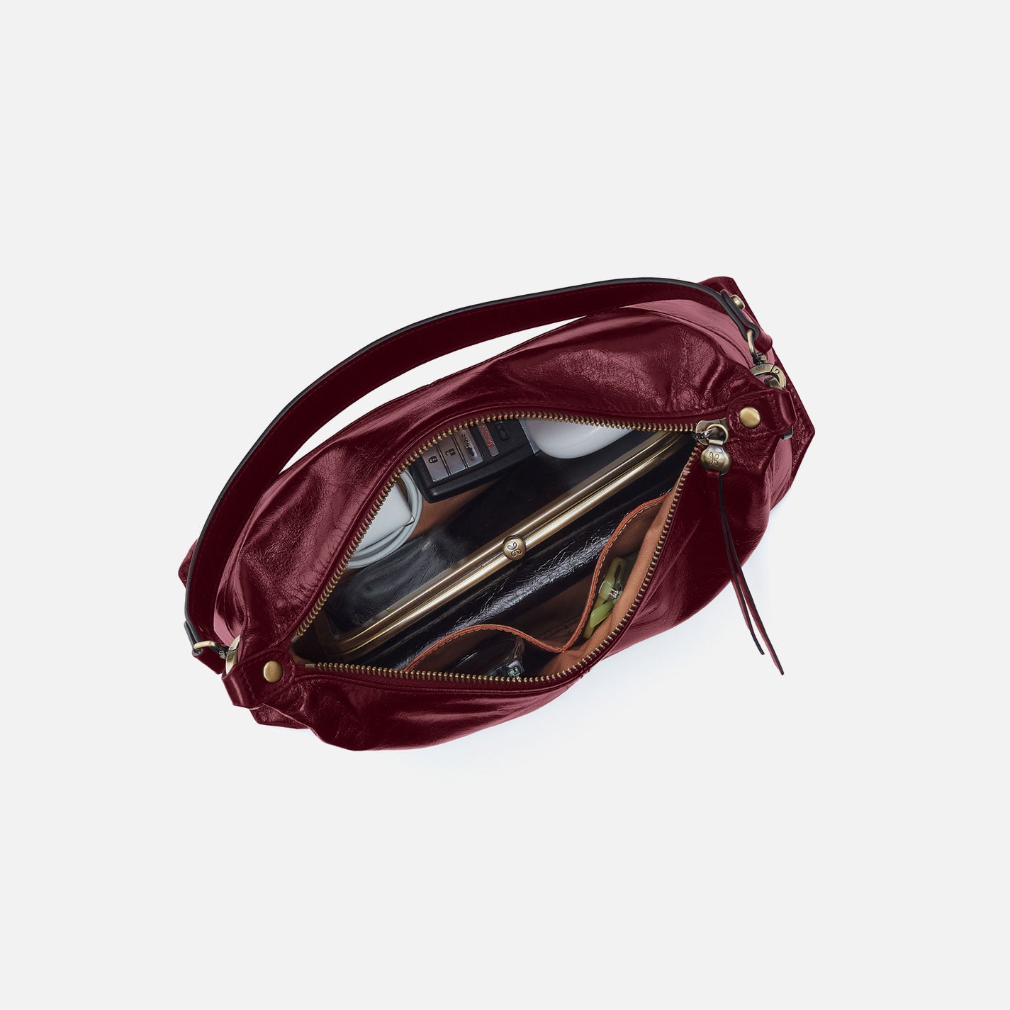 Avon Shoulder Bag in Polished Leather - Saddleberry - Image 4