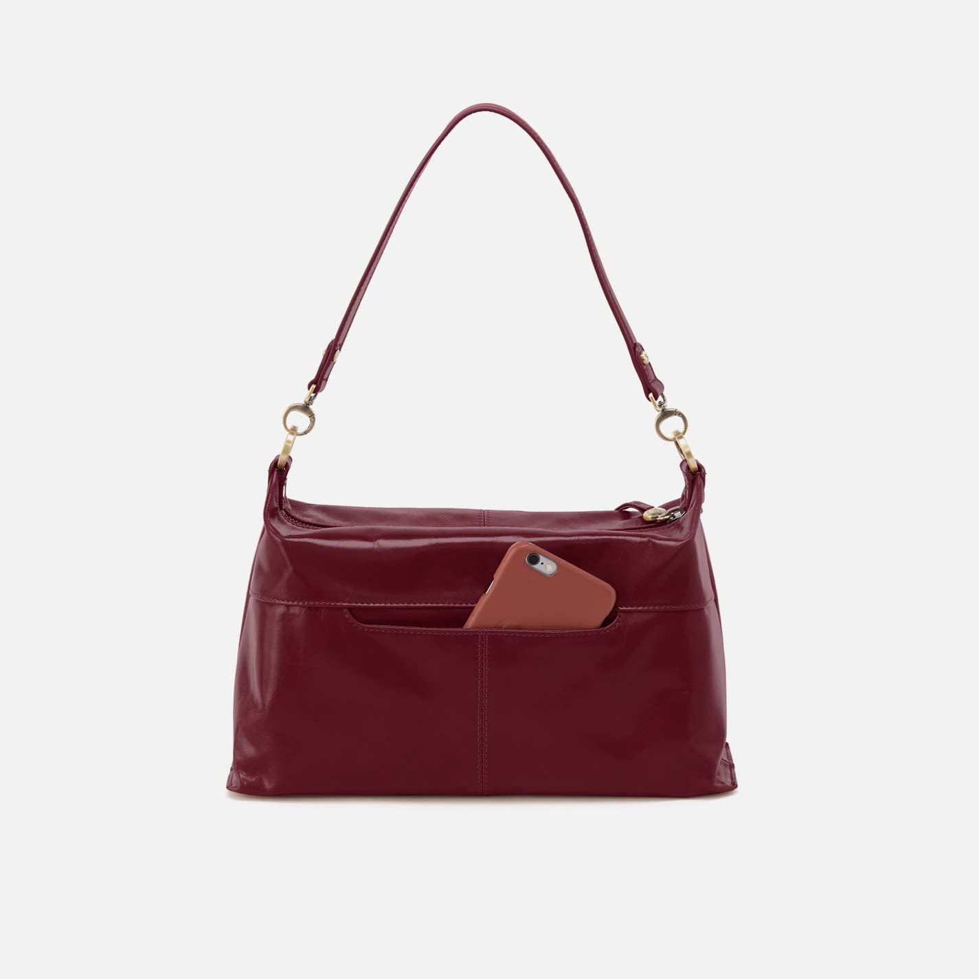 Avon Shoulder Bag in Polished Leather - Saddleberry - Image 5