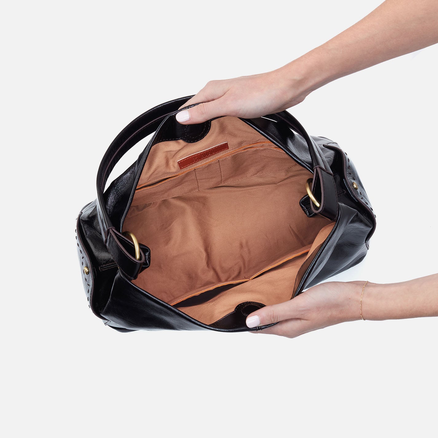 Seneca Shoulder Bag in Polished Leather - Black - Image 3