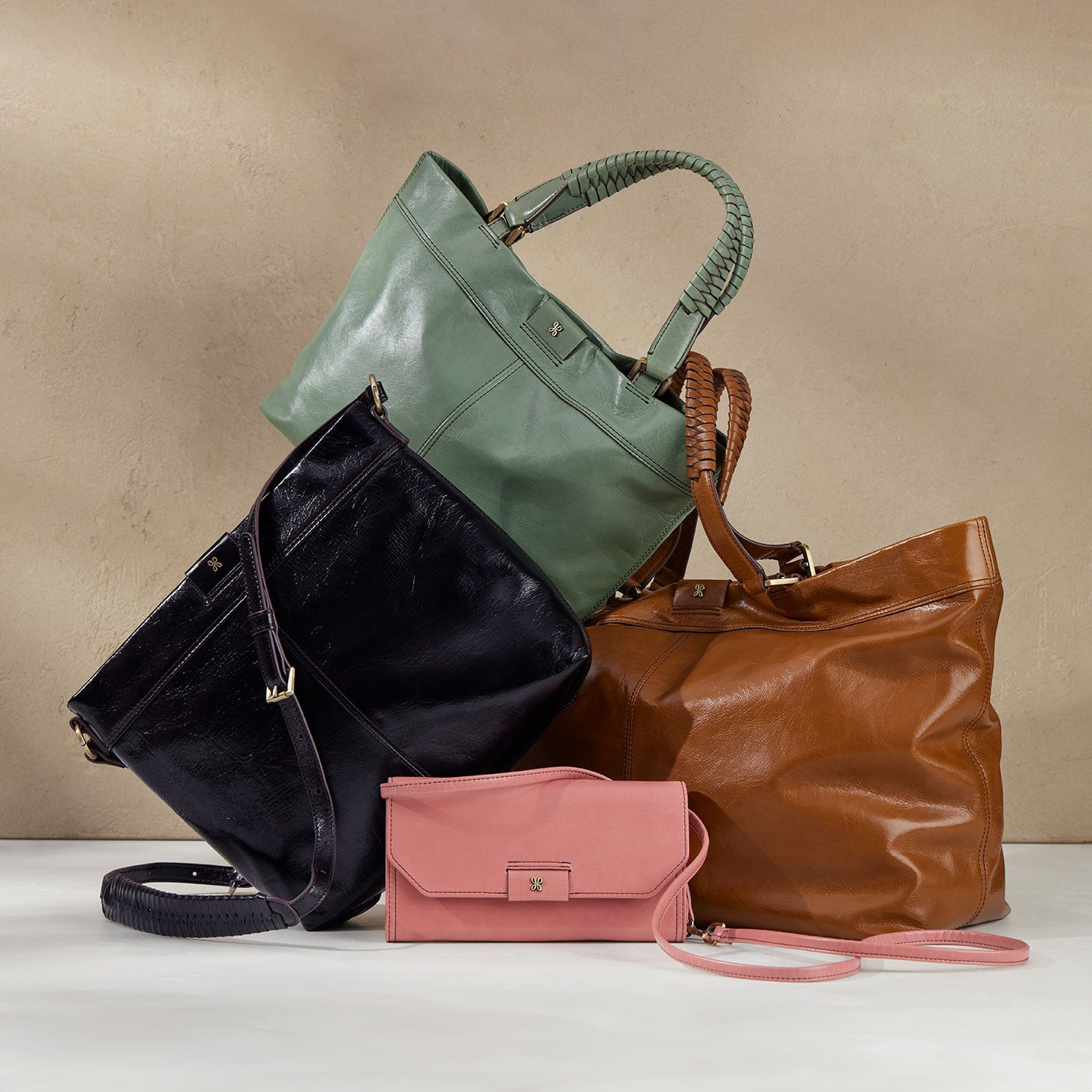 Romy Max Tote In Polished Leather - Truffle - Image 2
