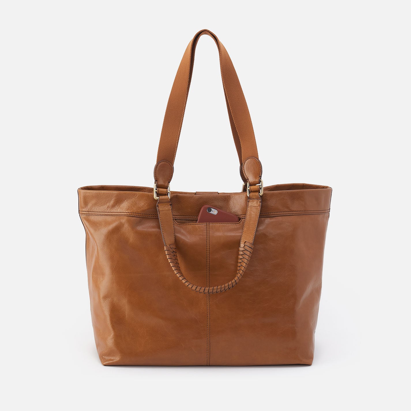 Romy Max Tote In Polished Leather - Truffle - Image 5