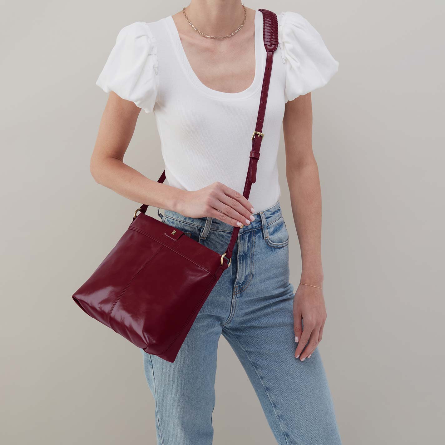 Romy Medium Crossbody in Polished Leather - Saddleberry - Image 2