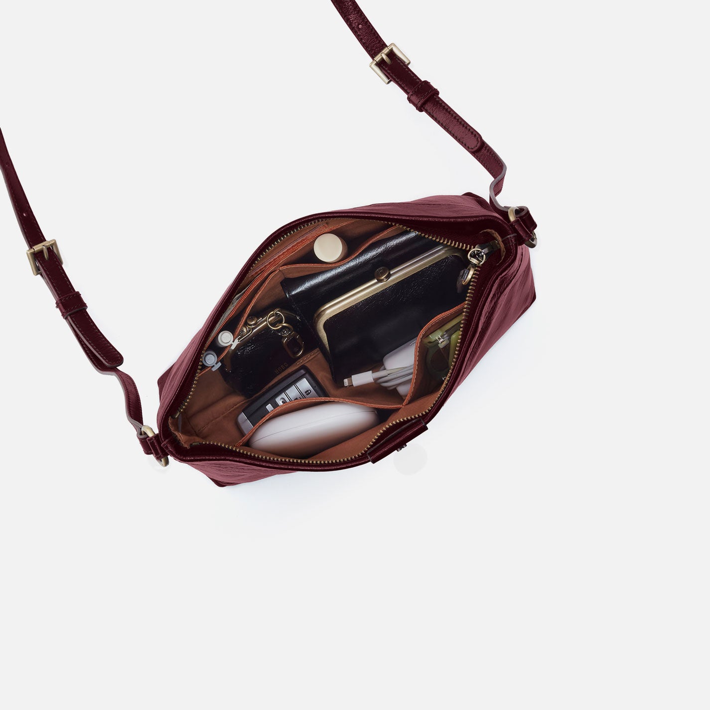 Romy Medium Crossbody in Polished Leather - Saddleberry - Image 3