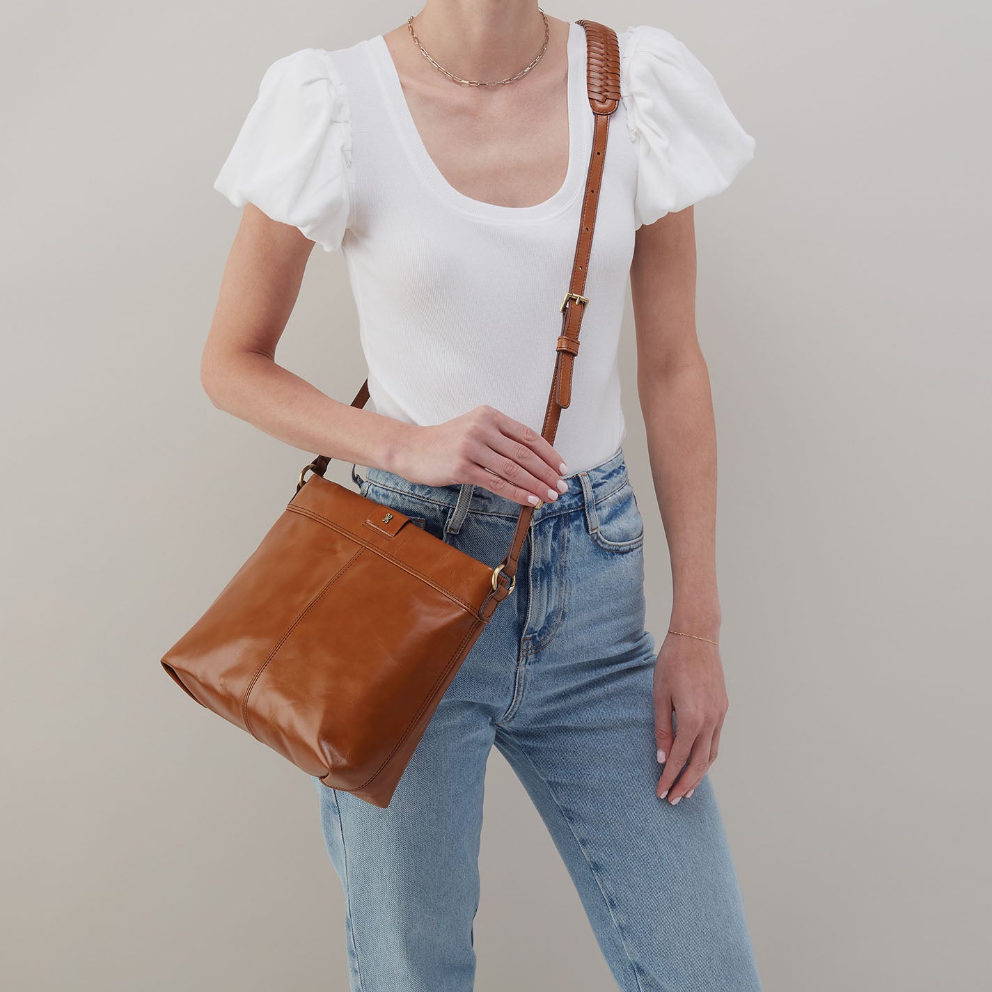 Romy Medium Crossbody in Polished Leather - Truffle - Image 2