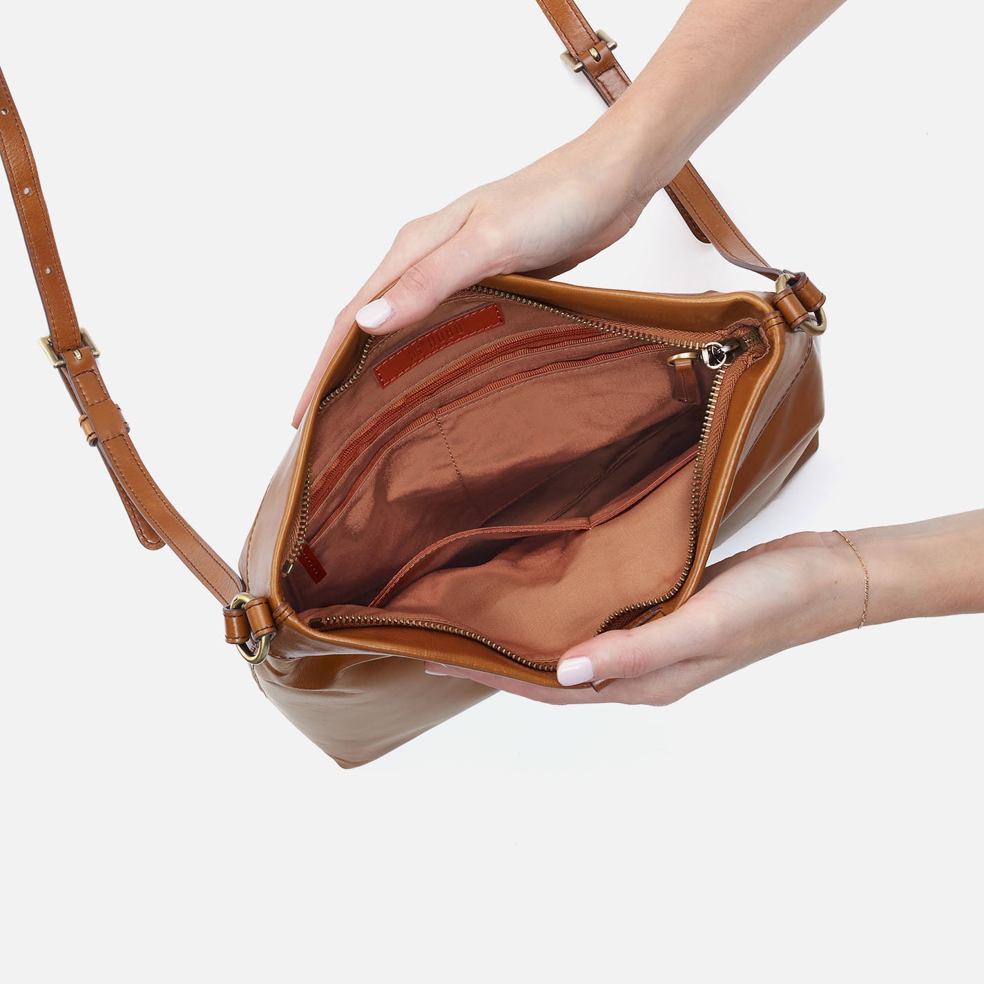 Romy Medium Crossbody in Polished Leather - Truffle - Image 3
