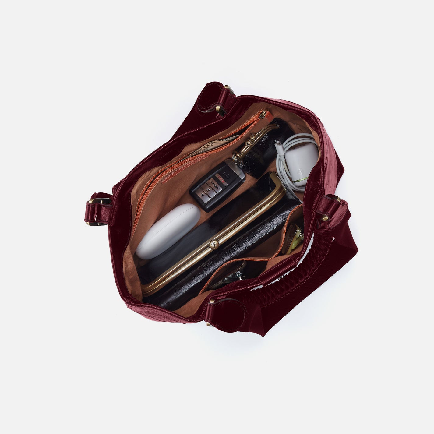 Romy Medium Tote in Polished Leather - Saddleberry - Image 3