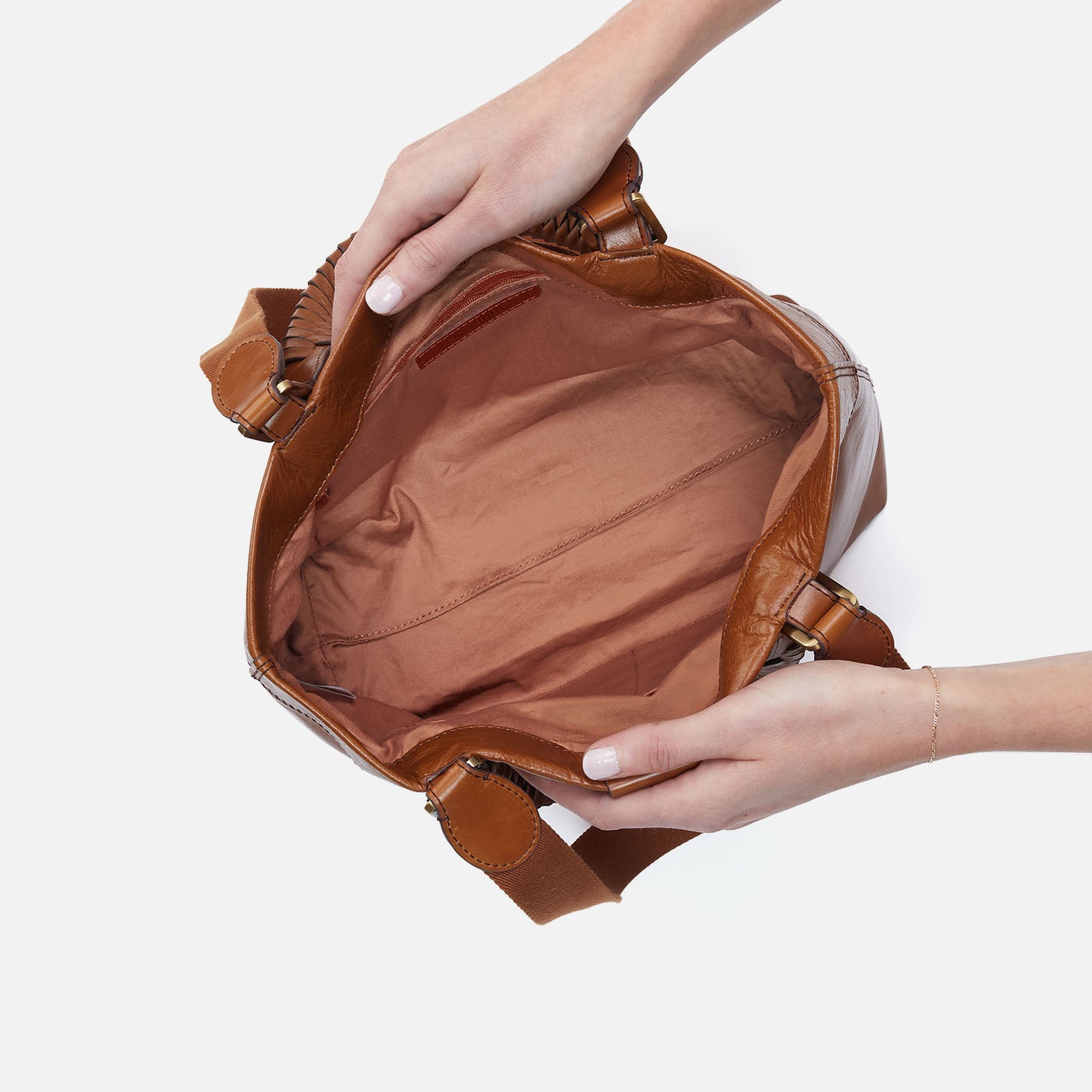 Romy Medium Tote in Polished Leather - Truffle - Image 3
