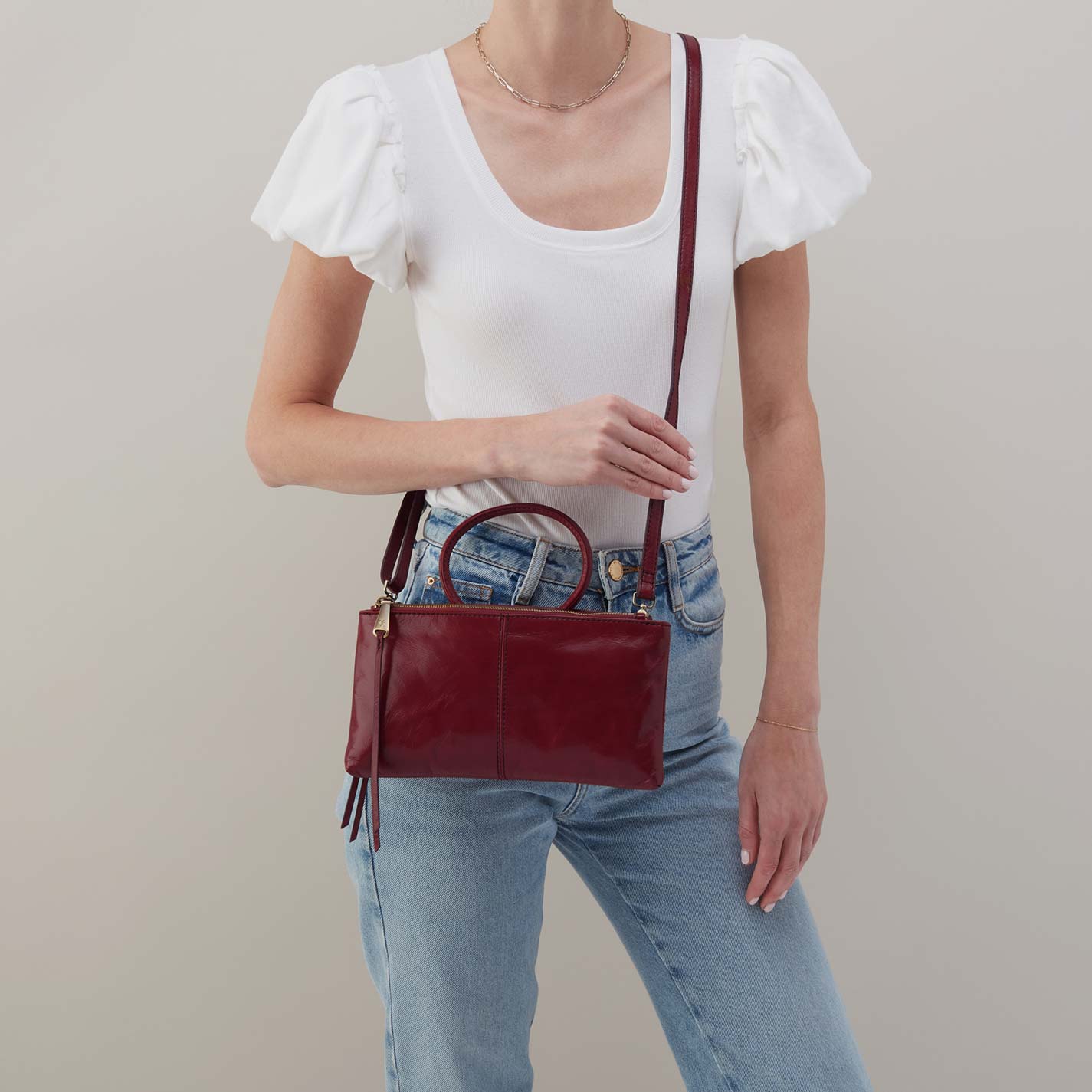 Sable Crossbody in Polished Leather - Saddleberry - Image 2