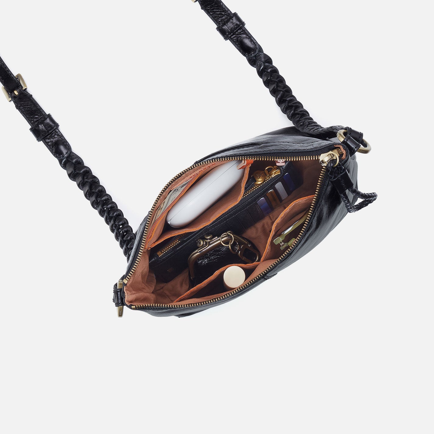 Lasso Medium Crossbody in Polished Leather - Truffle - Image 3