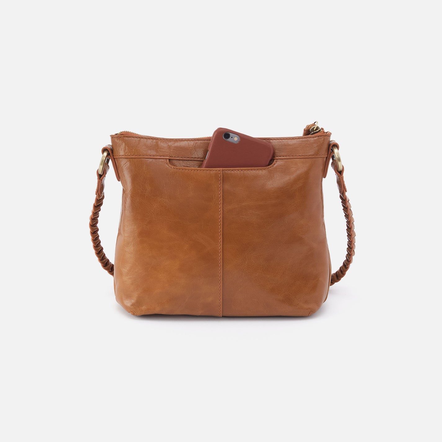 Lasso Medium Crossbody in Polished Leather - Truffle - Image 4
