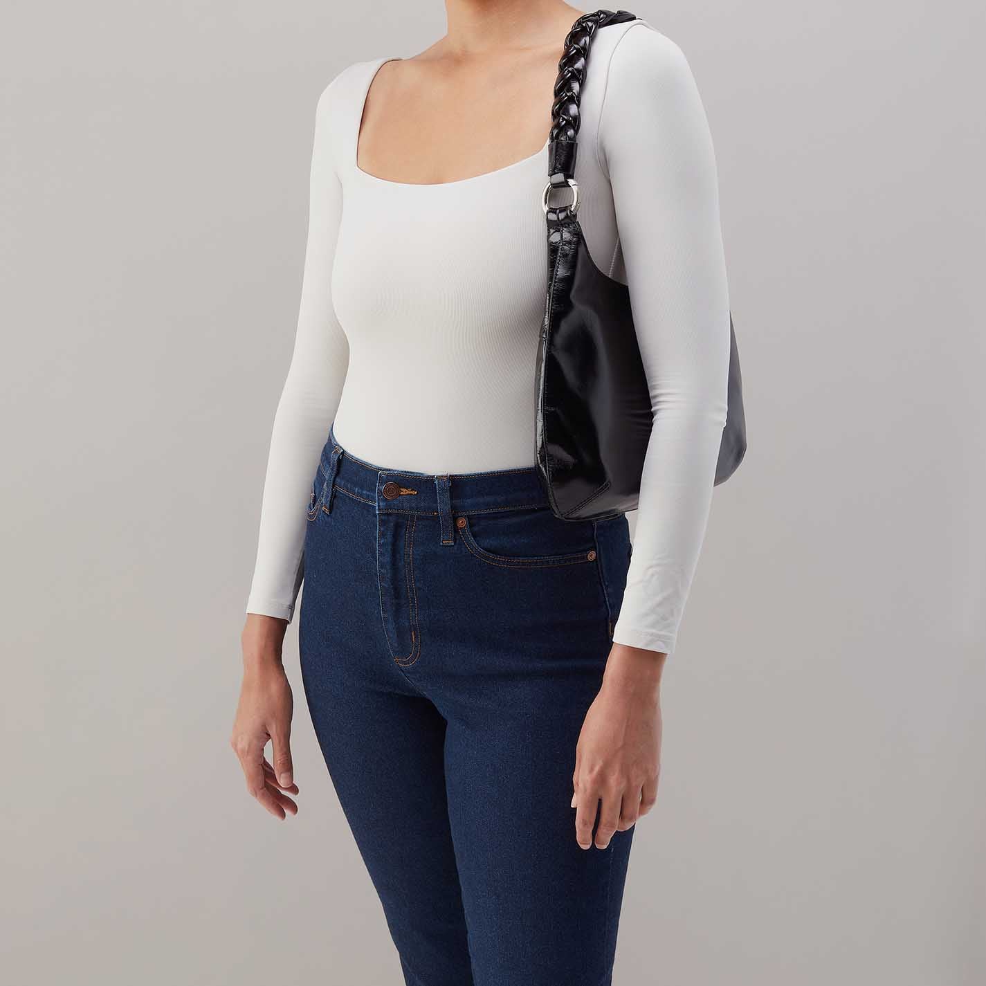 Madison Shoulder in Polished Leather - Black - Image 2
