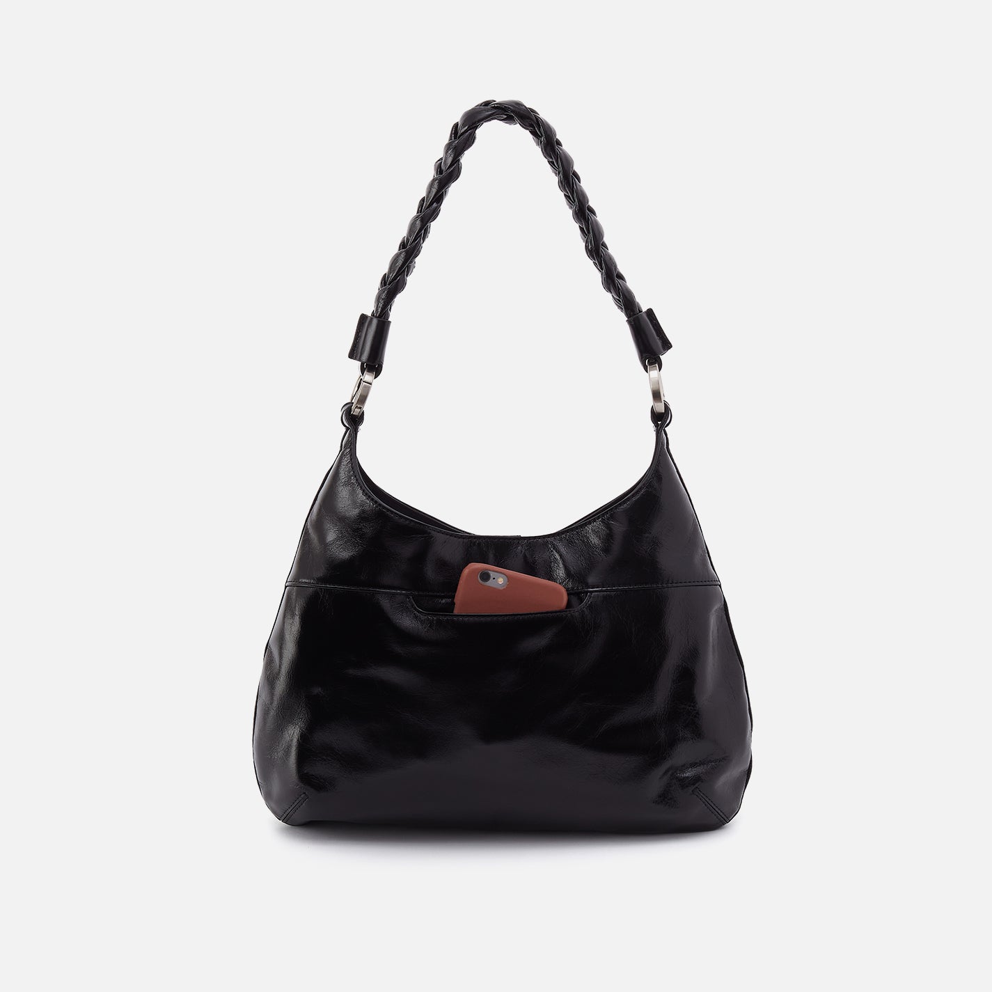 Madison Shoulder in Polished Leather - Black - Image 4
