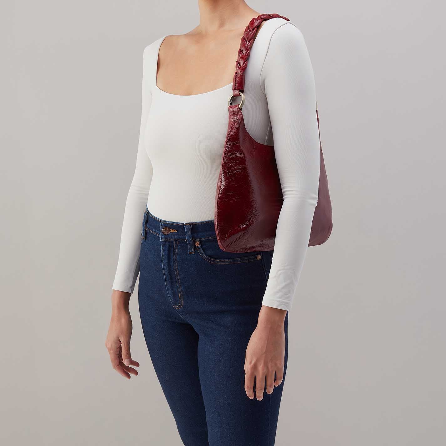Madison Shoulder in Aniline Gloss Leather - Garnet Gloss - Image 3