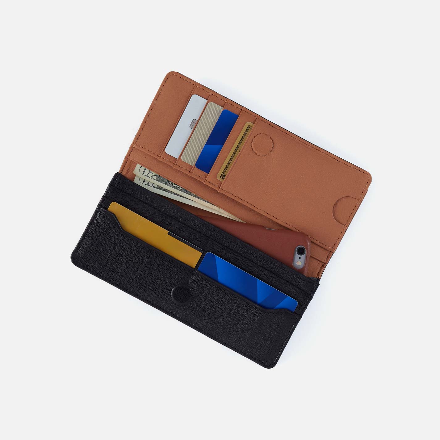 Hutton Large Wallet in Micrograin Leather - Black - Image 3