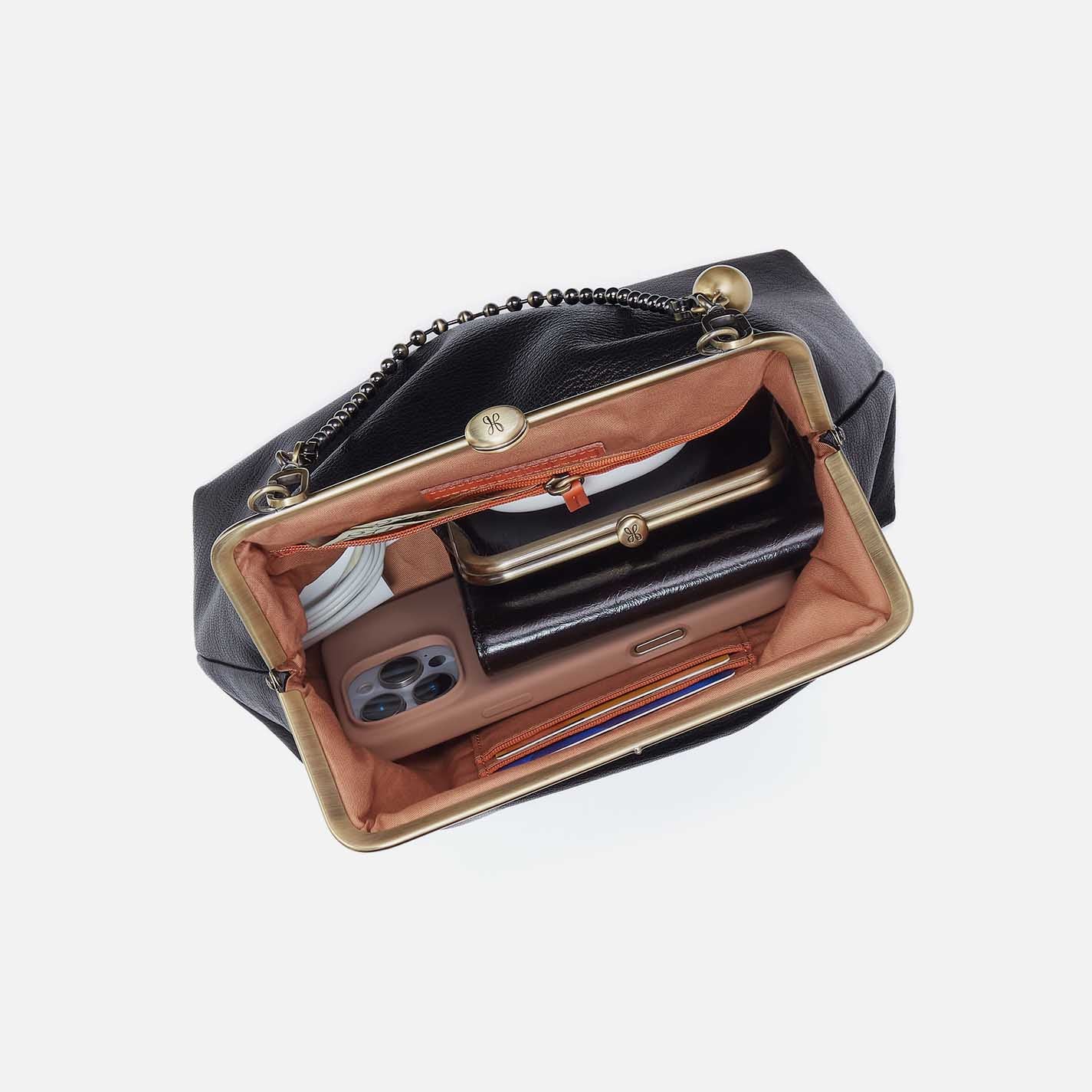 Amelia Crossbody in Micrograin Leather - Black - Image 3