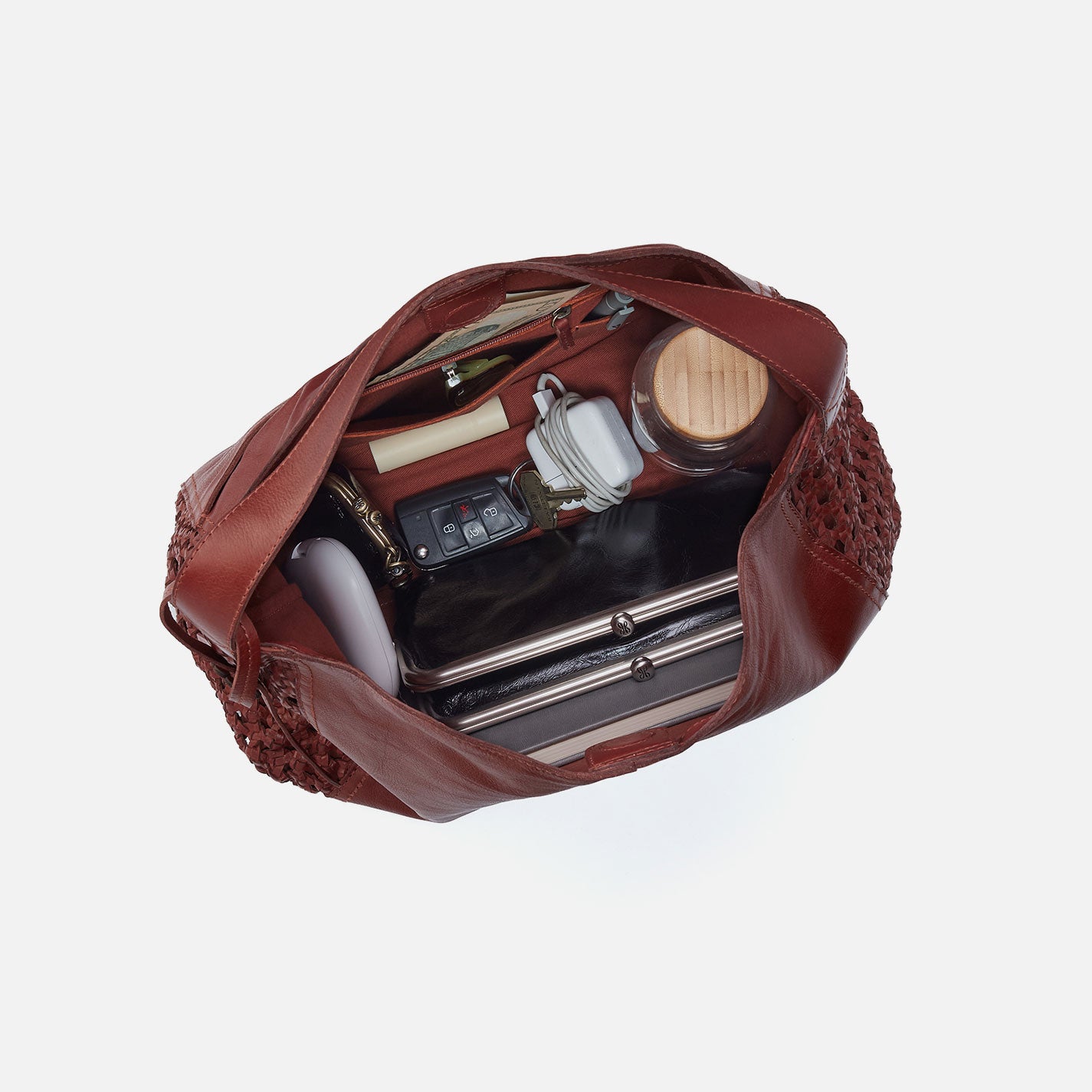 Hazel Hobo In Woven Leather - Chestnut - Image 4