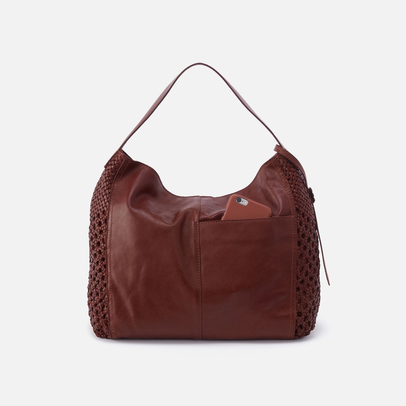 Hazel Hobo In Woven Leather - Chestnut - Image 5